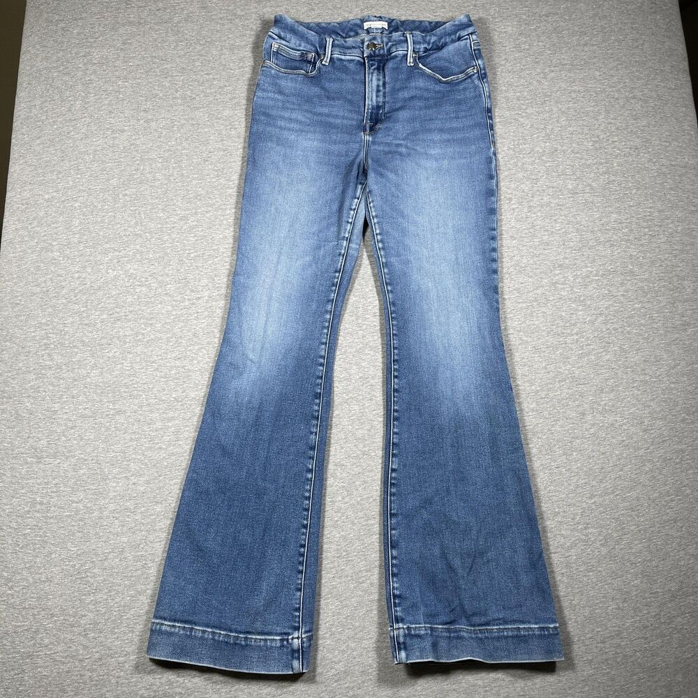 Good American Flare Jeans Womens 12/31 (28x32) Blue Flared Mid Rise Denim